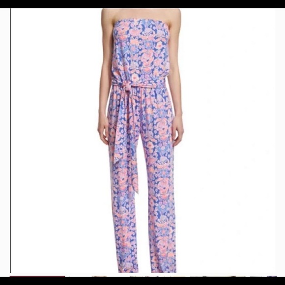 Lilly Pulitzer Pants & Jumpsuits Lilly Pulitzer Tia Iris Blue Werk It Jersey Strapless Pant